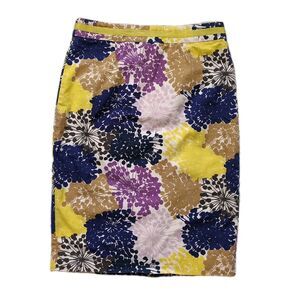 Boden Pencil Skirt Size 4 Yellow Purple Floral Boho Artsy Business Casual